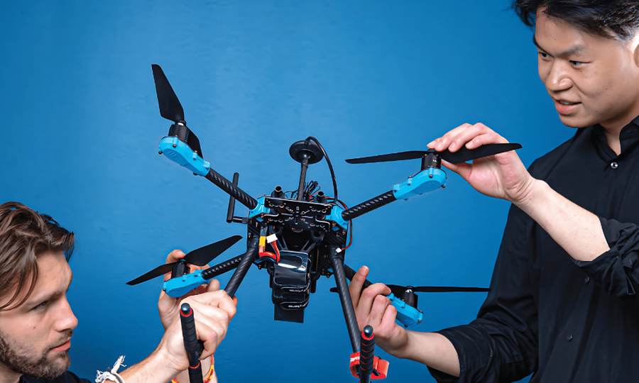 Students working on a drone capstone project